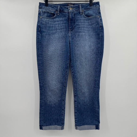 NYDJ Denim - NYDJ Jeans Women 6 Blue Cropped Stretch Mid Rise Capri Cuff Denim Medium Wash